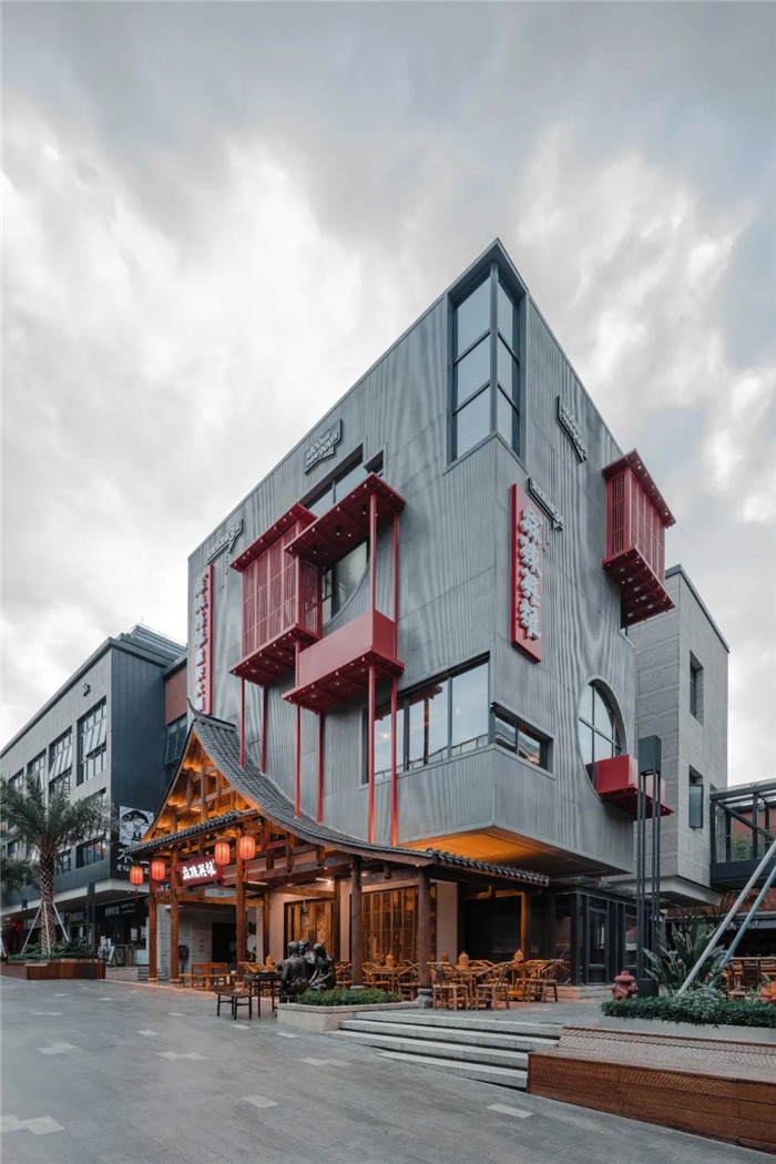 中式連鎖火鍋店裝修   麻辣英雄火鍋店外觀門頭裝修設(shè)計(jì)方案